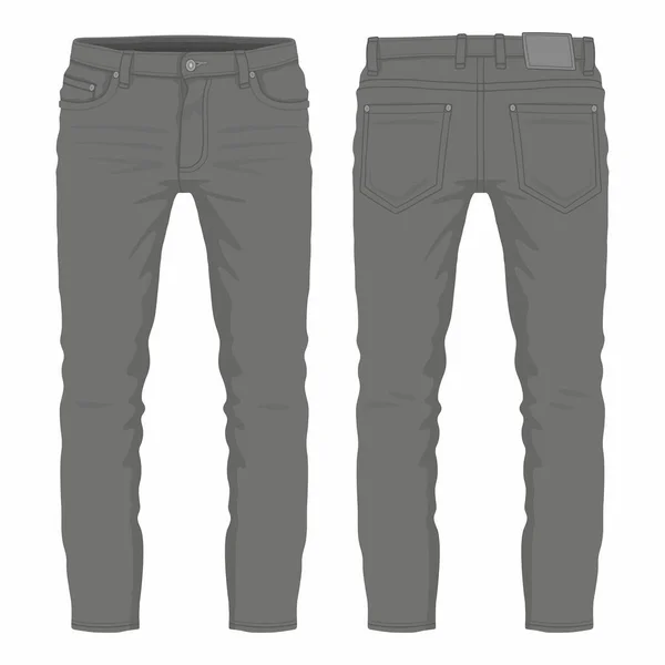 Mannen Zwarte Jeans Voor Achterkant Uitzicht Witte Achtergrond — Stockvector
