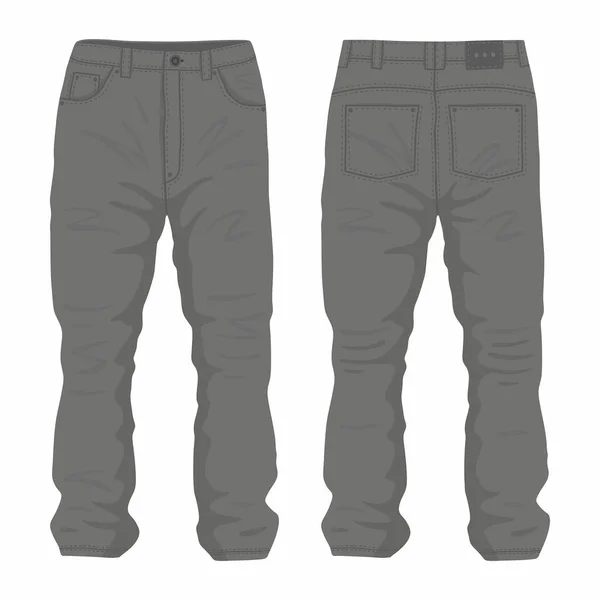 Schwarze Jeans Für Männer Vorder Und Rückansichten Auf Weißem Hintergrund — Stockvektor