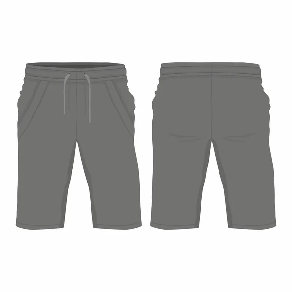 Pantaloncini Sportivi Neri Uomo Vista Anteriore Posteriore Sfondo Bianco — Vettoriale Stock