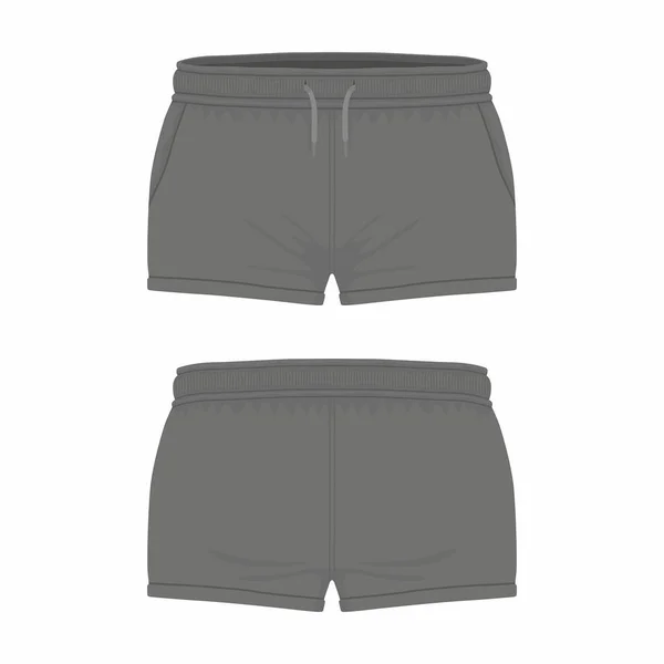 Short Sport Noir Pour Femme Vue Avant Arrière Sur Fond — Image vectorielle