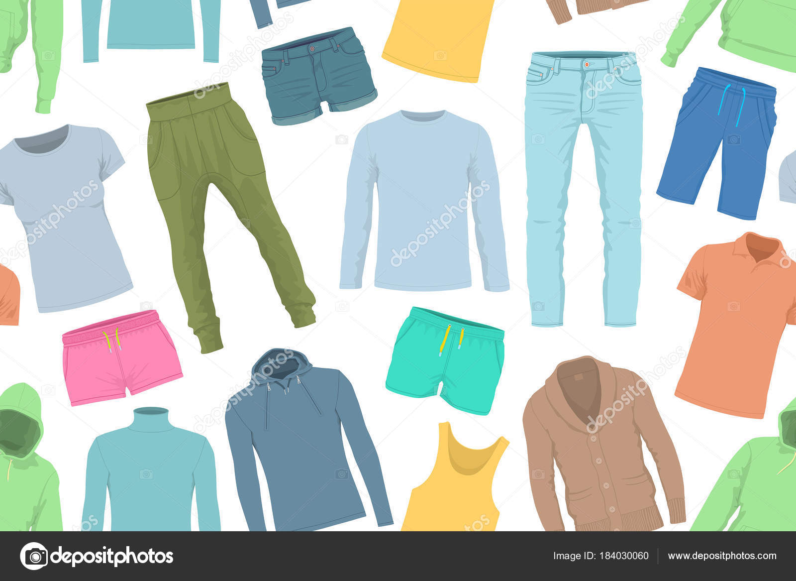 Seamless Pattern Colorful Clothes Background Clothing Scattered Clothes Stock Vector C Volykievgenii 184030060