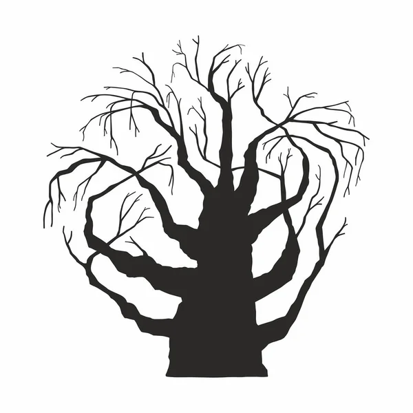 Silueta Stromu Bílém Pozadí — Stockový vektor