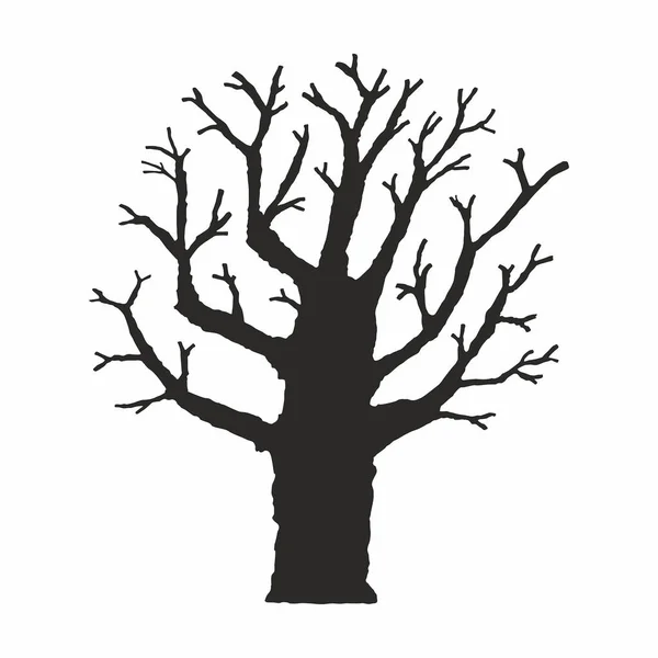 Silueta Árbol Sobre Fondo Blanco — Vector de stock