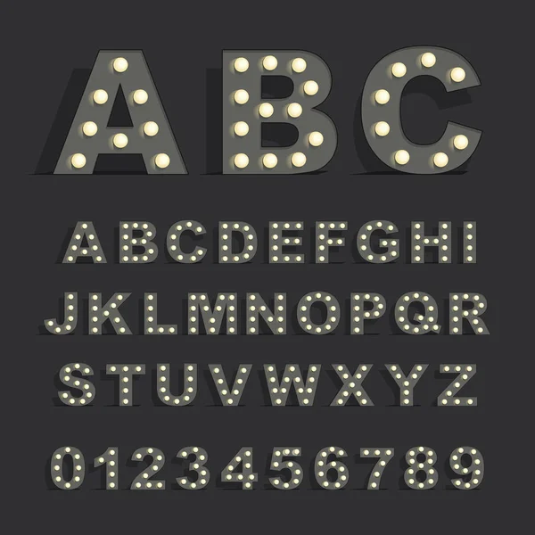 Γραμματοσειρά Λαμπτήρες Μαύρο Φόντο — Διανυσματικό Αρχείο