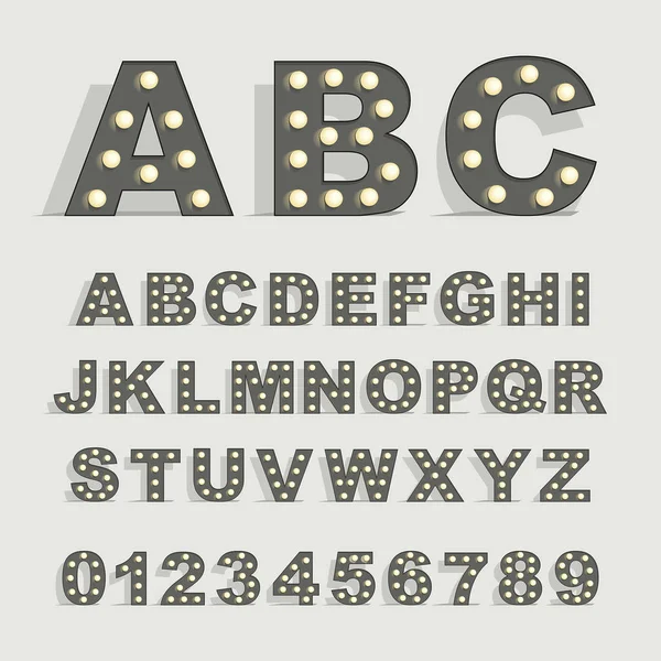 Lettertype Met Lampen Grijze Achtergrond — Stockvector