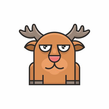 Sevimli geyik simgesi beyaz arka plan üzerinde