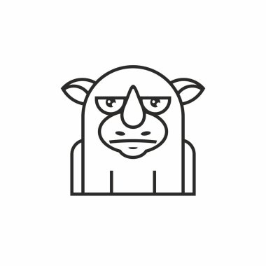 şirin gergedan simgesi, ince çizgi stili, düz tasarım