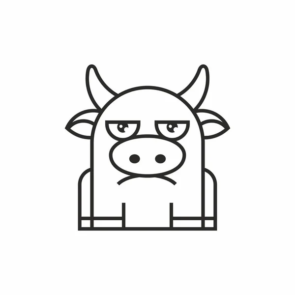 Söpö Lehmä Kuvake Ohut Viiva Tyyli Tasainen Muotoilu — vektorikuva
