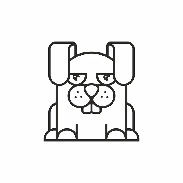 Sevimli Tavşan Simgesi Ince Çizgi Stili Düz Tasarım — Stok Vektör