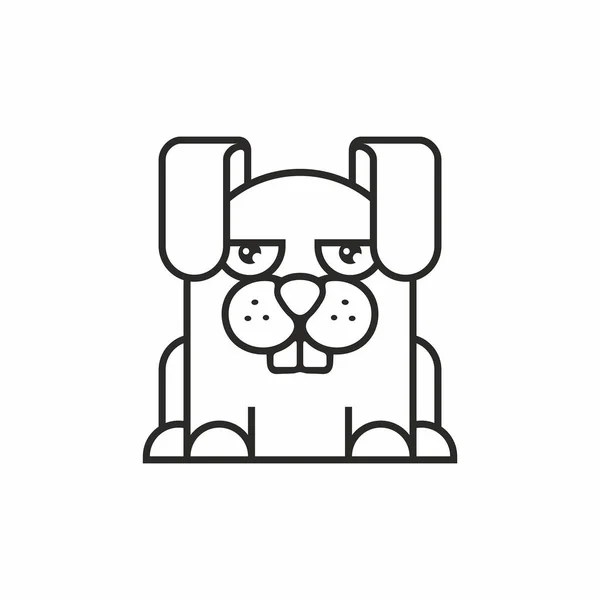 Schattig Haas Pictogram Dunne Lijnstijl Platte Design — Stockvector