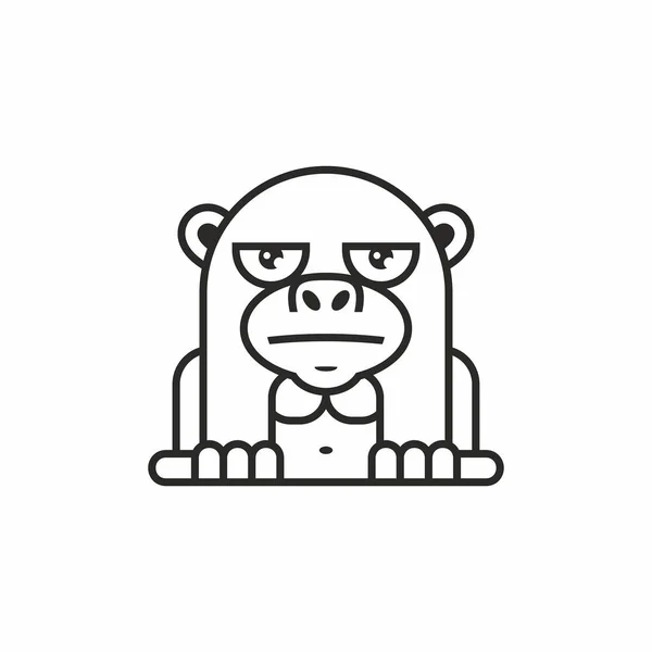 Roztomilý Opice Ikonu Tenké Čáry Styl Plochý Design — Stockový vektor
