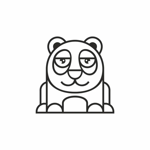 Cute Panda Icon Thin Line Style Flat Design — Stock Vector