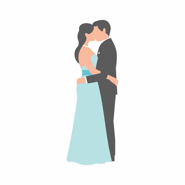 Groom Fiancee Kiss Each Other White Background — Stock Vector