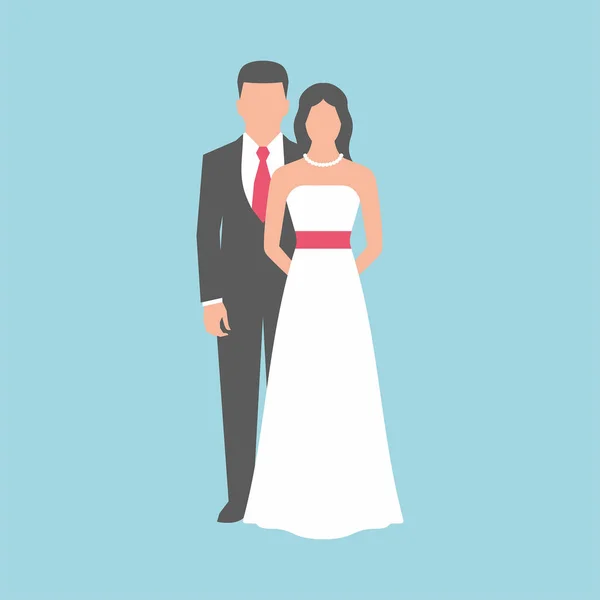 Wedding Couple Blue Background — Stock Vector