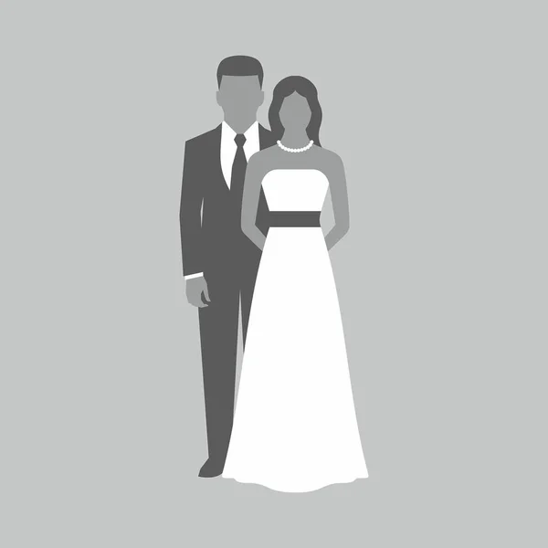 Hochzeitspaar Auf Grauem Hintergrund — Stockvektor