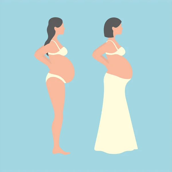 Gravid Kvinna Blå Bakgrund — Stock vektor