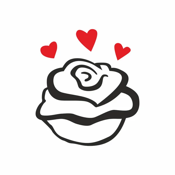 矢量玫瑰与心 — 图库矢量图片