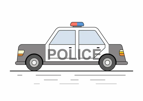 Police Car Isolated White Patrol Automobile Policeman — Stock Vector