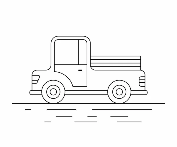 Camião Recolha Agricultores Ícone Linha — Vetor de Stock