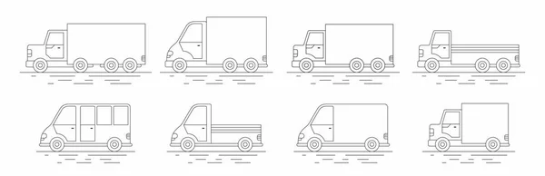 Conjunto Ícones Van Comerciais Ícone Linha —  Vetores de Stock