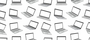 Beyaz arka plan üzerinde izole dizüstü seamless modeli