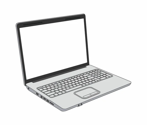 白い背景に隔離されたラップトップコンピュータ — ストックベクタ