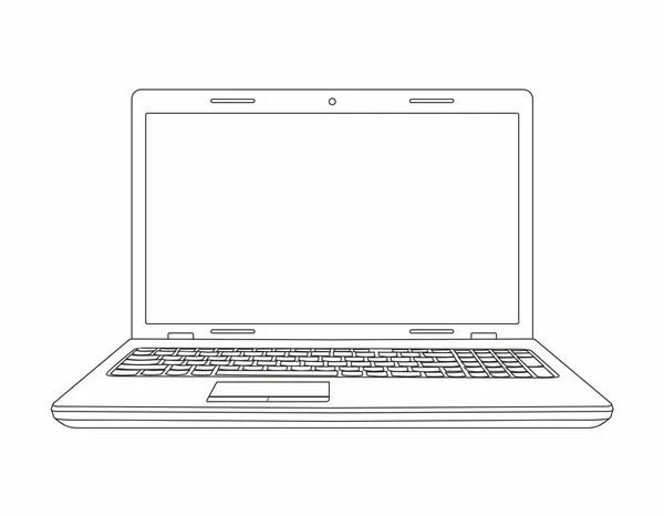 Laptop Čáry Styl Designu Izolované Bílém Pozadí — Stockový vektor
