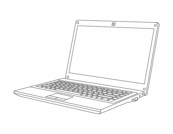 Laptop Čáry Styl Designu Izolované Bílém Pozadí — Stockový vektor