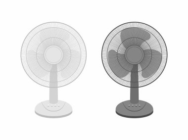 Beyaz arka plan üzerinde izole iki tablo hayranları siyah ve beyaz