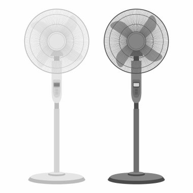 iki elektrikli fanlar siyah ve beyaz beyaz arka plan üzerinde izole