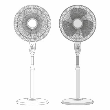 Beyaz arka plan üzerinde izole iki elektrikli fanlar