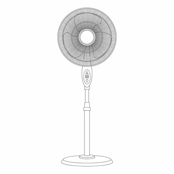 Ventilateur Électrique Style Ligne Mince Isolé Sur Fond Blanc — Image vectorielle