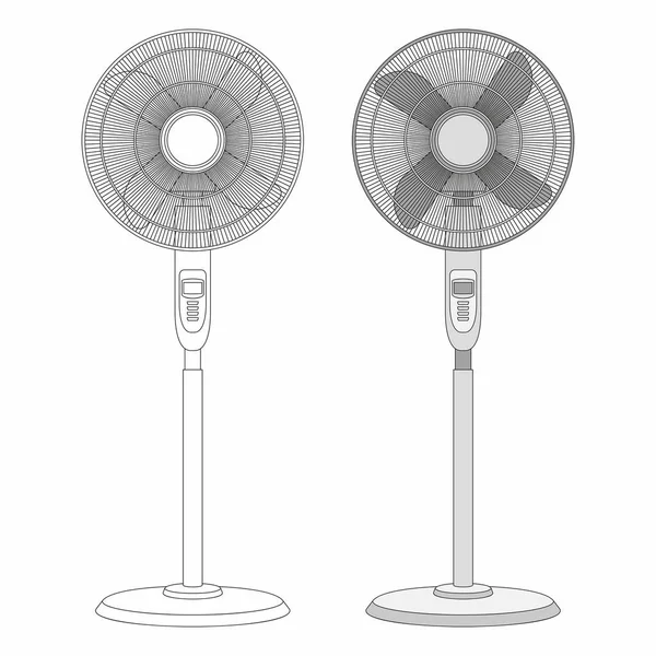 Deux Ventilateurs Électriques Isolés Sur Fond Blanc — Image vectorielle