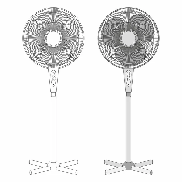 Dos Ventiladores Eléctricos Aislados Sobre Fondo Blanco — Vector de stock