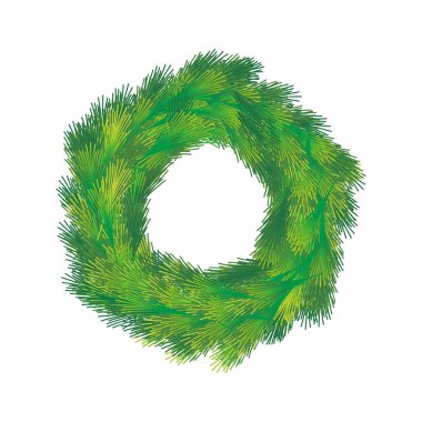 Beyaz arka plan üzerinde izole yeşil Noel çelenk