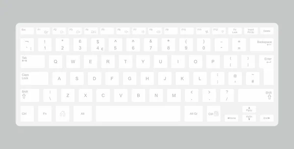 Біла Комп Ютерна Клавіатура Ізольовані Сірому Фоні — стоковий вектор