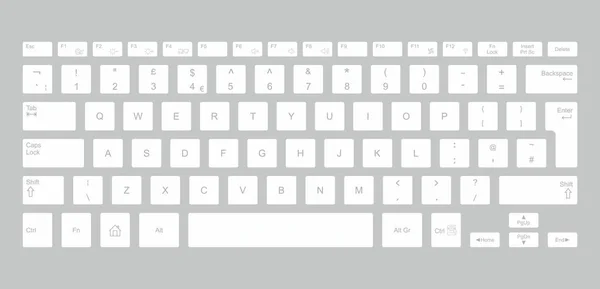 White Computer Keyboard Isolated Gray Background — Stock Vector