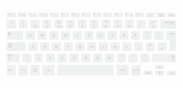 Weiße Computertastatur Isoliert Auf Weißem Hintergrund — Stockvektor