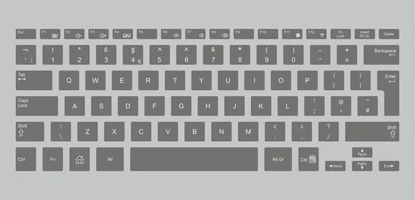 Teclado Preto Computador Isolado Fundo Cinza — Vetor de Stock