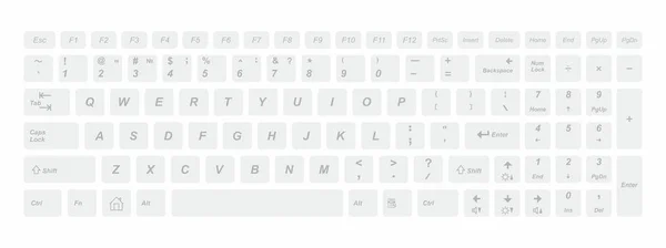 White Computer Keyboard Isolated White Background — Stock Vector