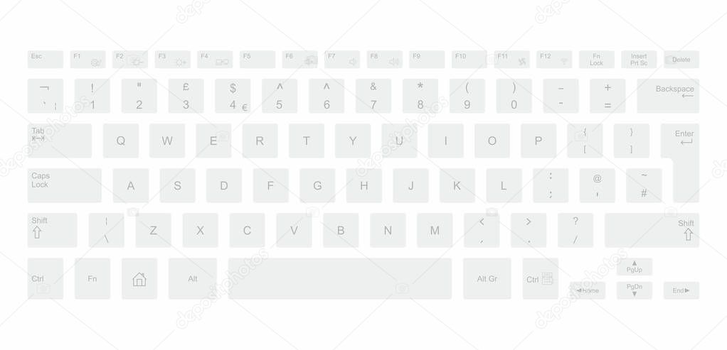White computer keyboard. isolated on white background