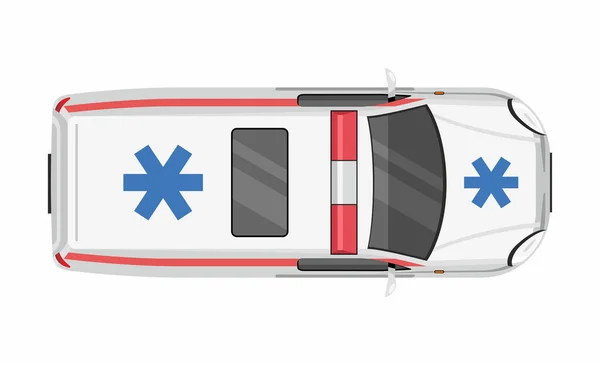 Top View Ambulance Isolated White Background — Stock Vector