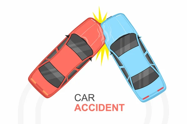Accident Car Crash Top View White Background — Stock Vector