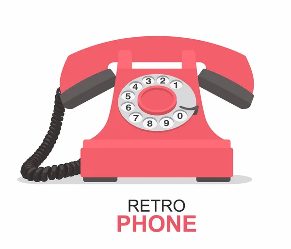 Piros Vintage Telefon Elszigetelt Fehér — Stock Vector