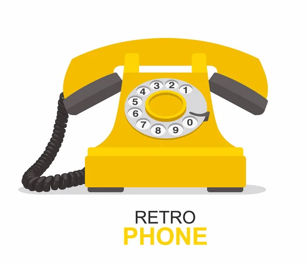 Sárga Vintage Telefon Elszigetelt Fehér — Stock Vector