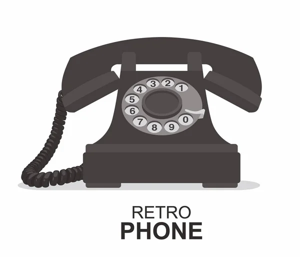 Zwarte Vintage Telefoon Geïsoleerd Wit — Stockvector