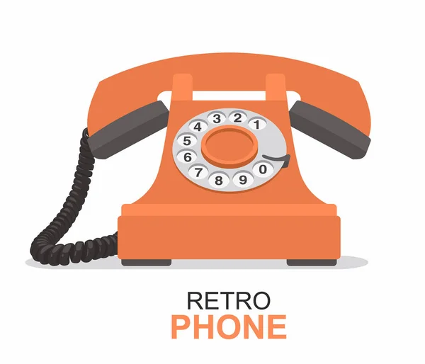 Orange Vintage Telephone Isolated White — Stock Vector