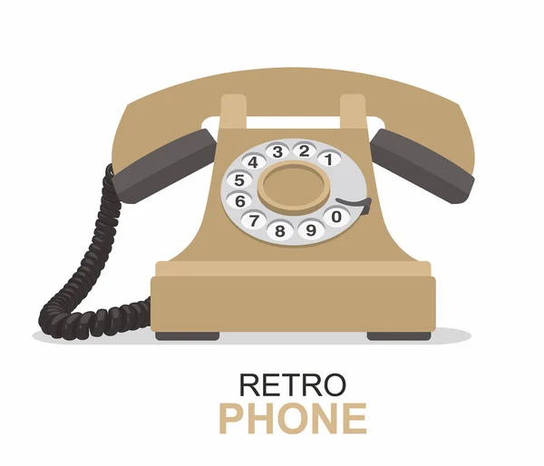 Elszigetelt Fehér Bézs Vintage Telefon — Stock Vector