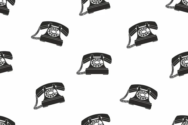 Padrão Telefones Vintage Monocromático Sem Costura Fundo Branco — Vetor de Stock