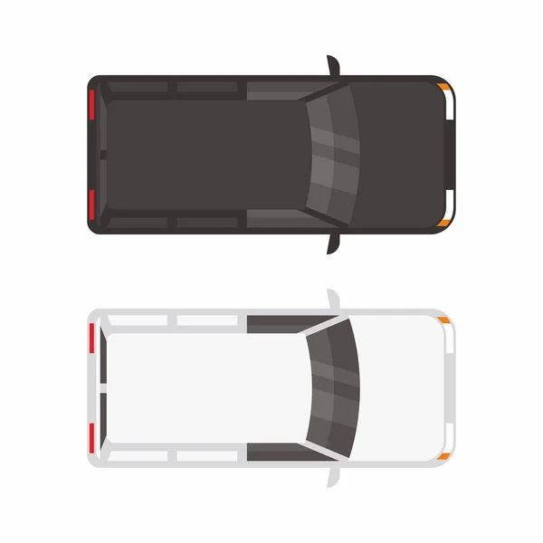 Ansicht Von Oben Zwei Auto Weiß Und Schwarz — Stockvektor